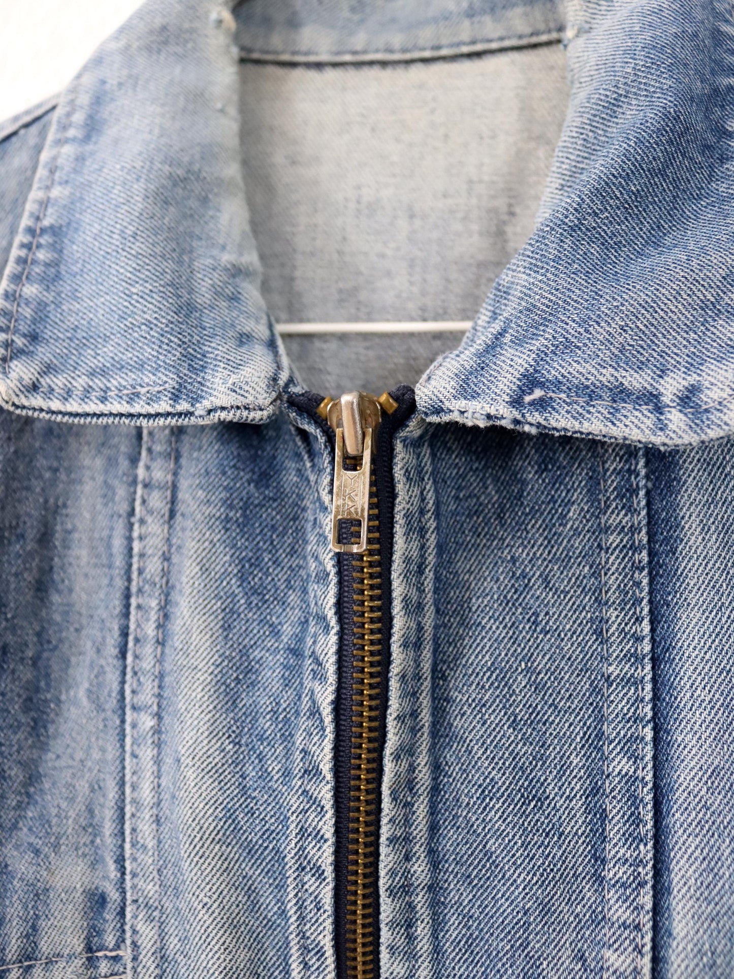 Vintage 80s 90s denim vest zipper used look M