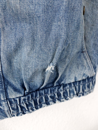 Vintage 80s 90s denim vest zipper used look M