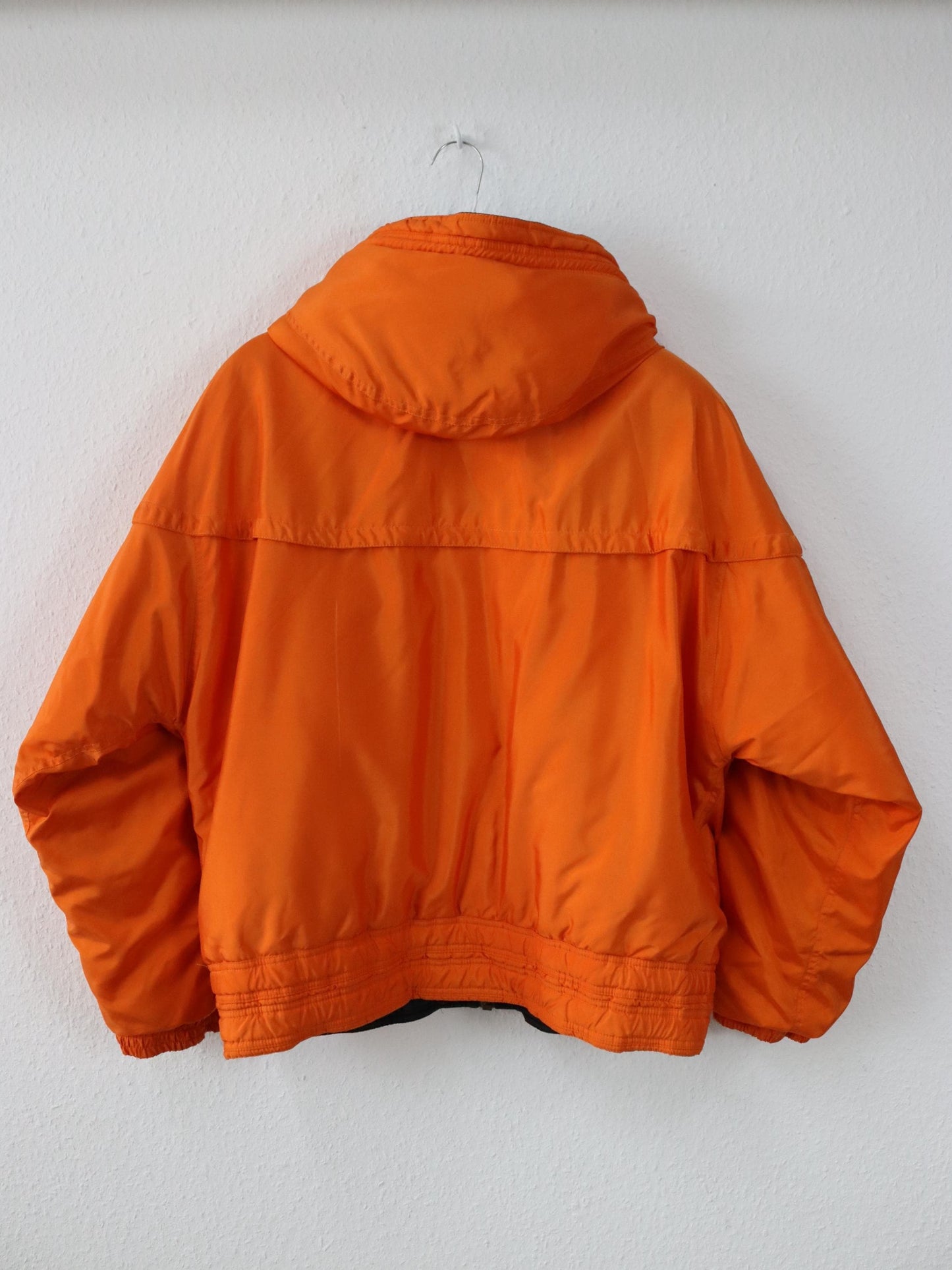 Vintage 80s 90s BELFE winter jacket lined orange black hood 42 L