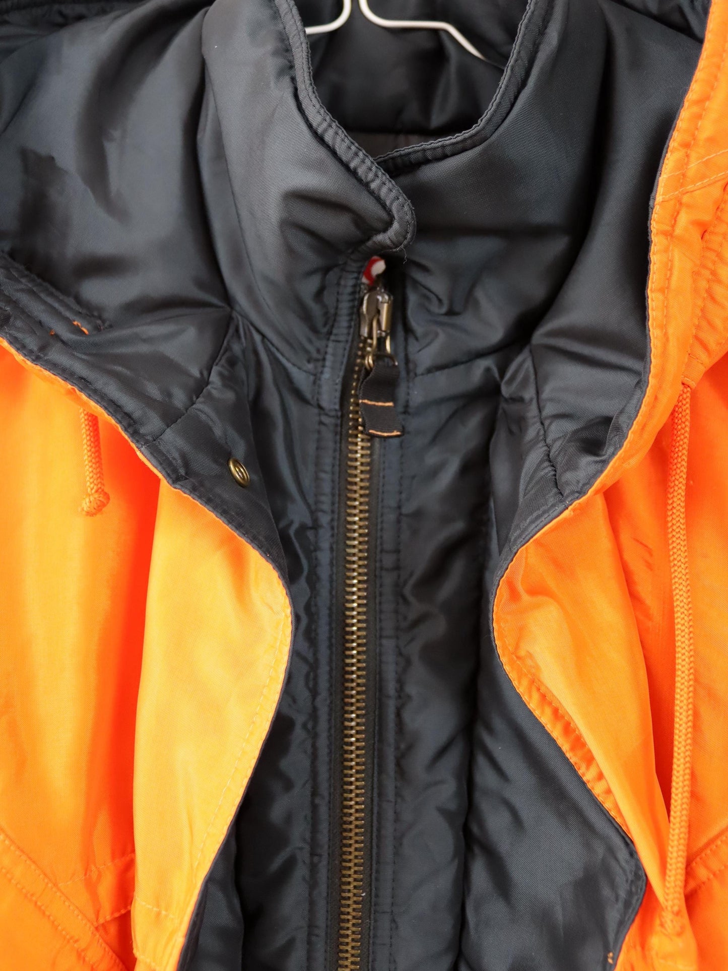 Vintage 80s 90s BELFE winter jacket lined orange black hood 42 L