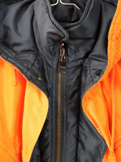 Vintage 80s 90s BELFE winter jacket lined orange black hood 42 L