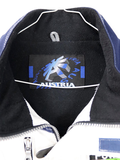 Vintage 80s 90s ASICS ski vest lined Ski Power Team Austria 1998 white blue inside fleece L