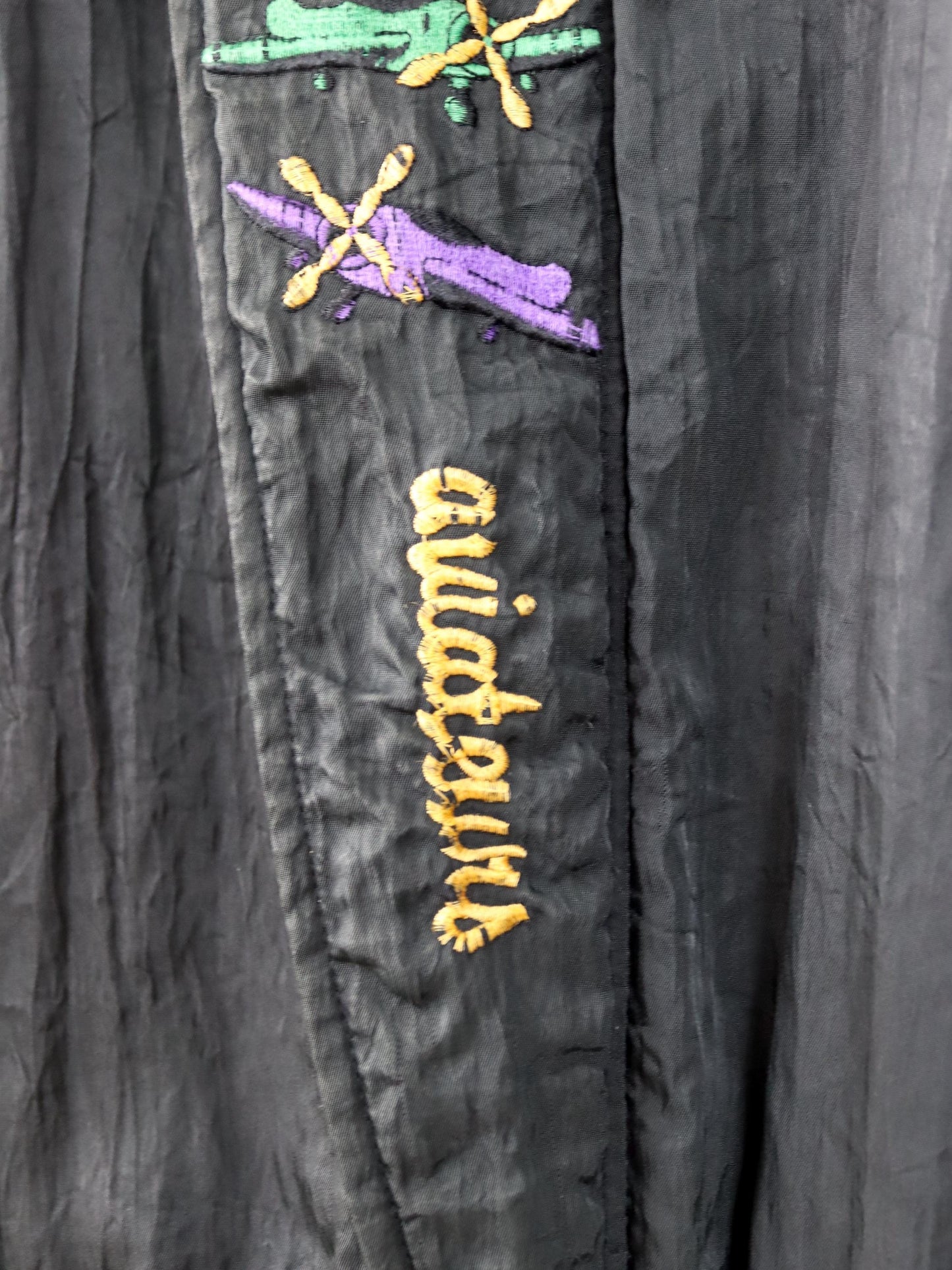 Vintage 80s 90s NAF NAF Blouson Bomber Jacket Embroidery Lightly Lined Black L