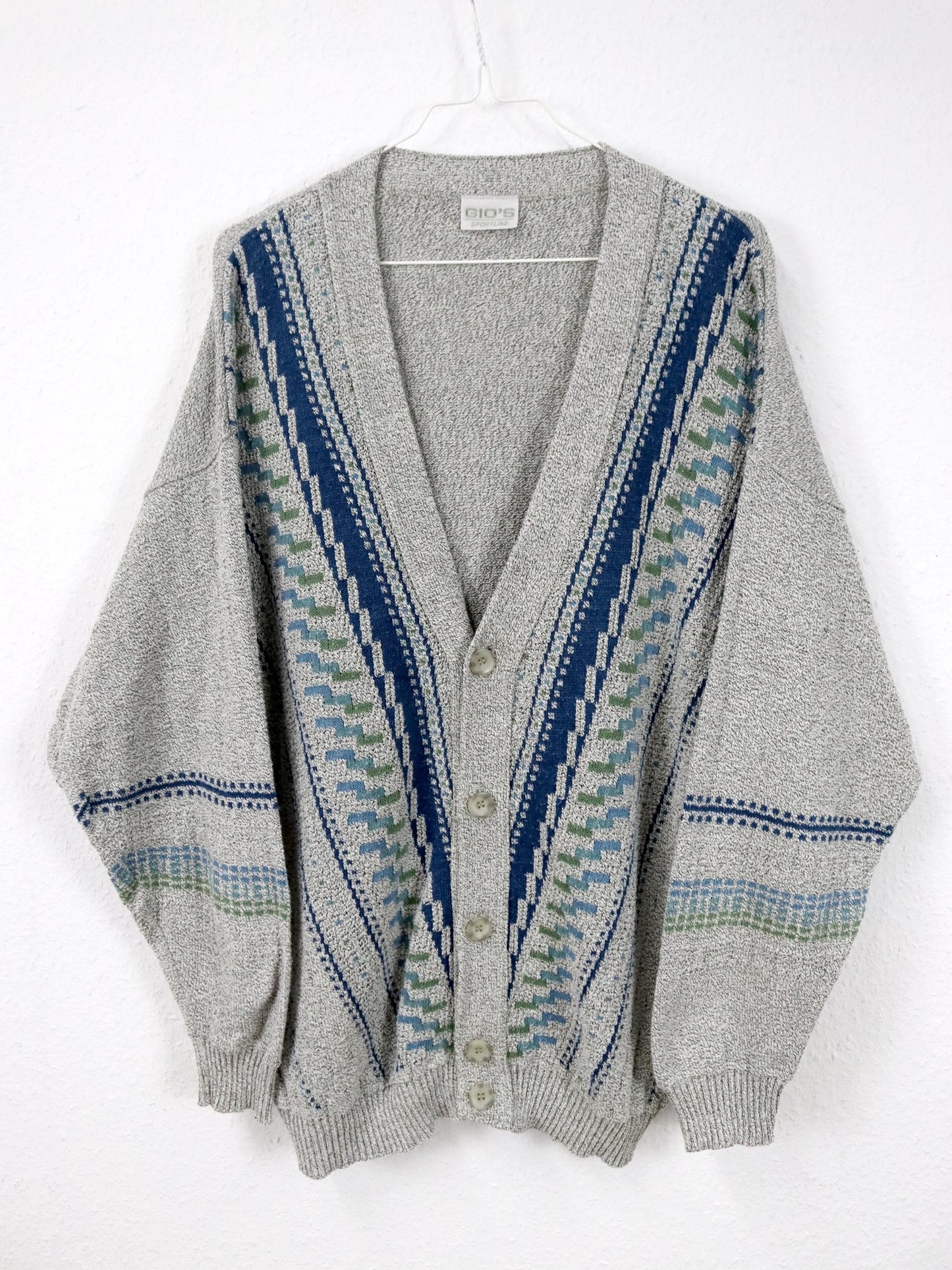 Vintage 80er 90er GIOS Cardigan Strickjacke gemustert 52 L