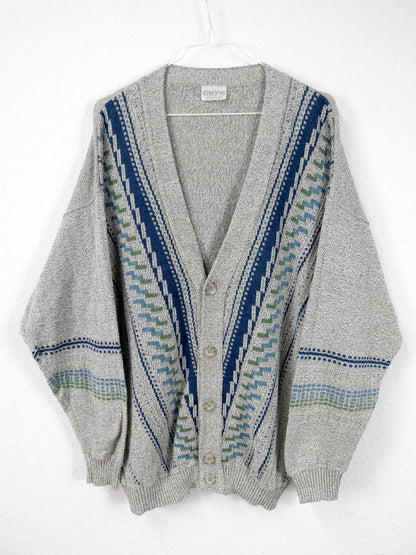 Vintage 80er 90er GIOS Cardigan Strickjacke gemustert 52 L