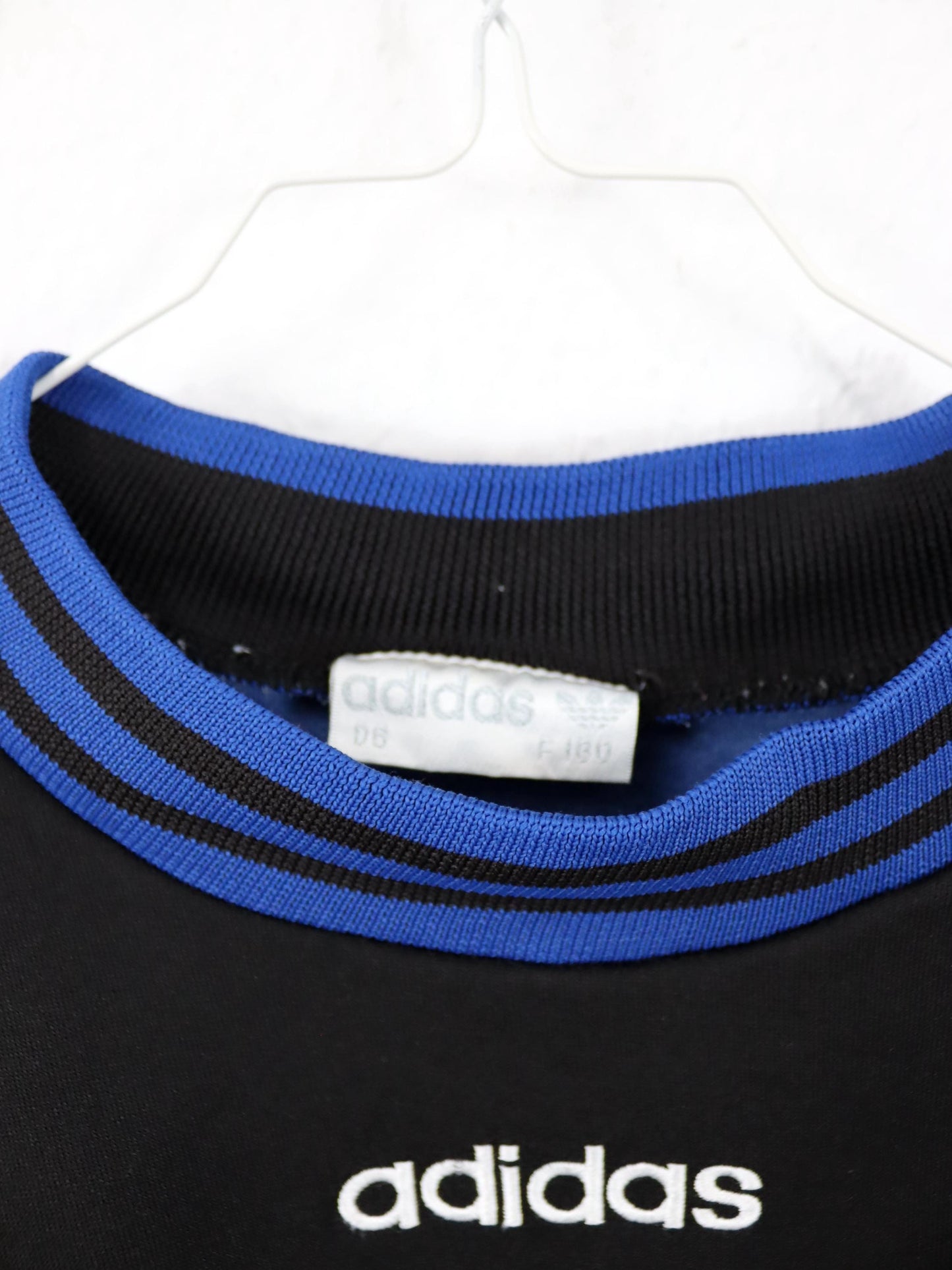 Vintage 80er 90er ADIDAS Sweatshirt Pullover schwarz blau D6 M