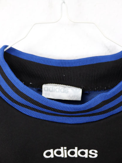 Vintage 80er 90er ADIDAS Sweatshirt Pullover schwarz blau D6 M