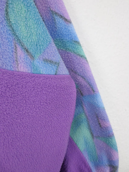 Vintage 80er 90er Fleecepullover Pullover crazy pattern flieder Stehkragen M/L