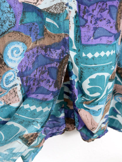 Vintage 80er 90er SPIDER Bluse langarm crazy pattern bunt L