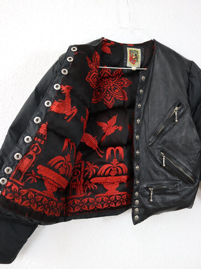 Vintage 80s 90s CASAMANCE EXPRESS puffer jacket down leather jacket black lined S
