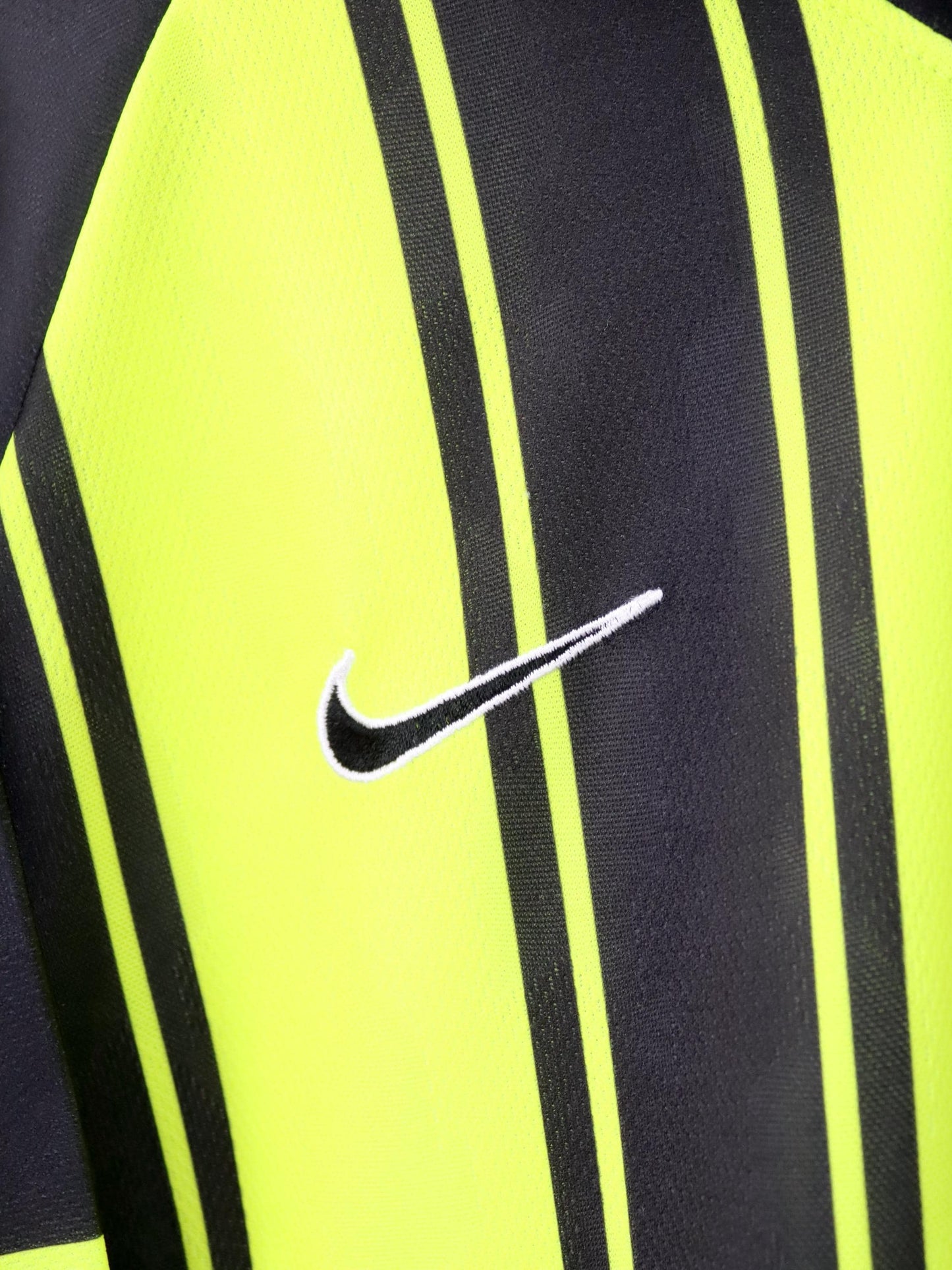 Vintage 80s 90s NIKE Team Sports jersey long sleeve polo collar striped neon yellow black XL