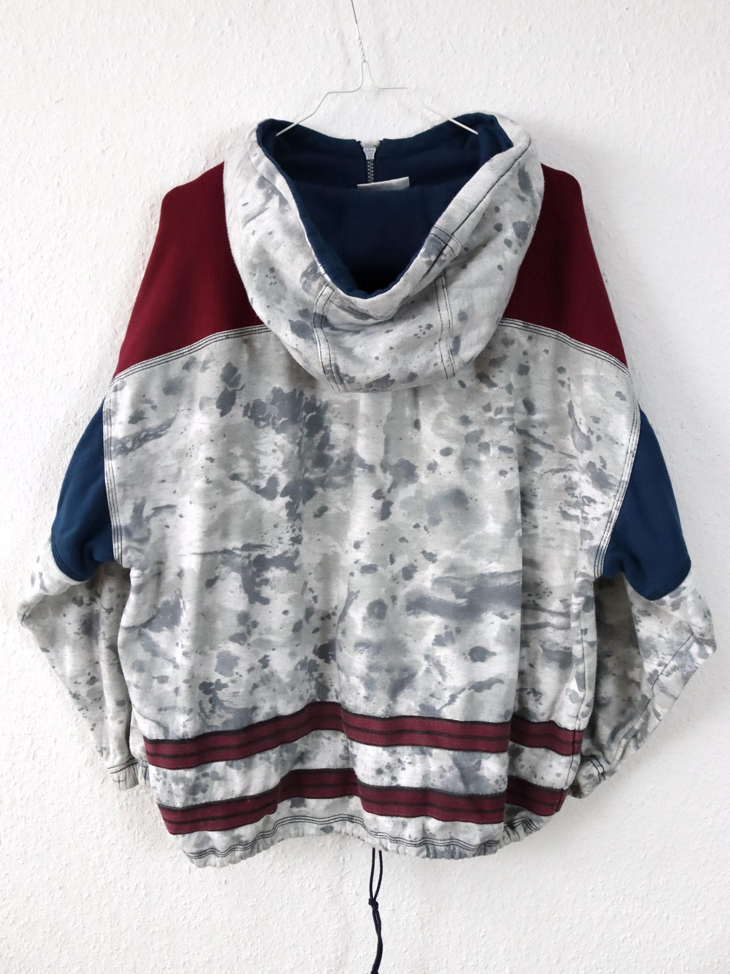 Vintage 80s 90s KILLTEC Hoodie Pullover Hood Batik Sticker grey blue red M