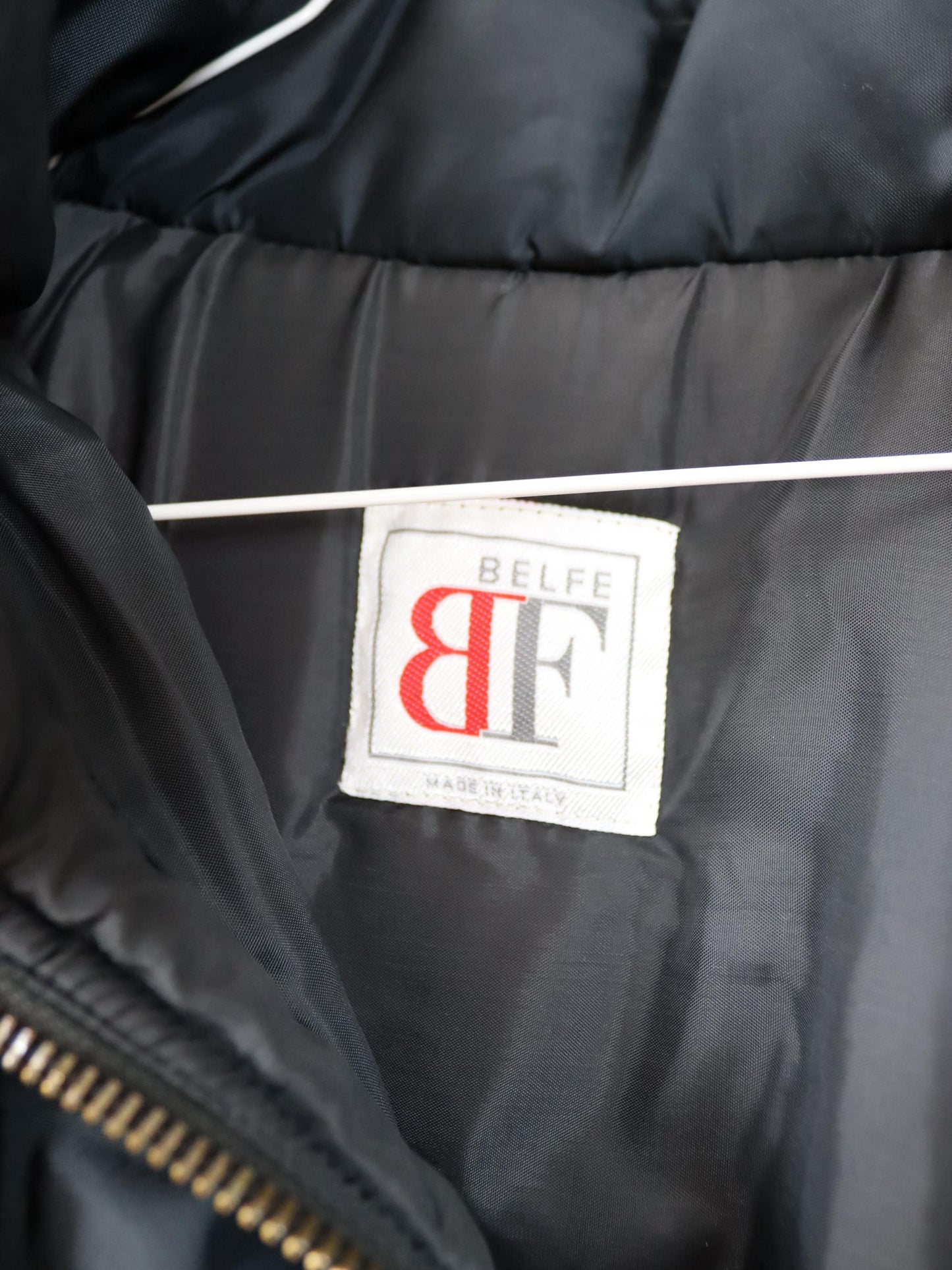 Vintage 80s 90s BELFE winter jacket lined orange black hood 42 L