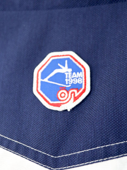 Vintage 80s 90s ASICS ski vest lined Ski Power Team Austria 1998 white blue inside fleece L