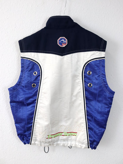 Vintage 80s 90s ASICS ski vest lined Ski Power Team Austria 1998 white blue inside fleece L