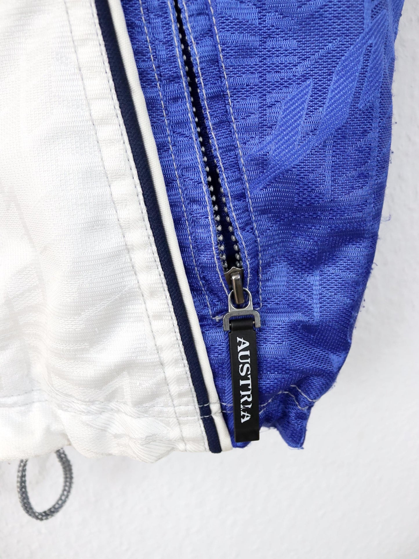 Vintage 80s 90s ASICS ski vest lined Ski Power Team Austria 1998 white blue inside fleece L