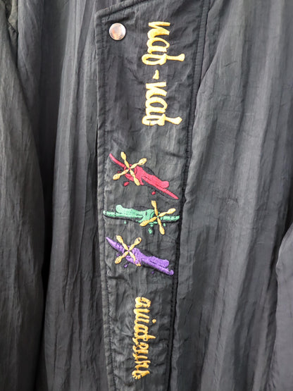 Vintage 80s 90s NAF NAF Blouson Bomber Jacket Embroidery Lightly Lined Black L