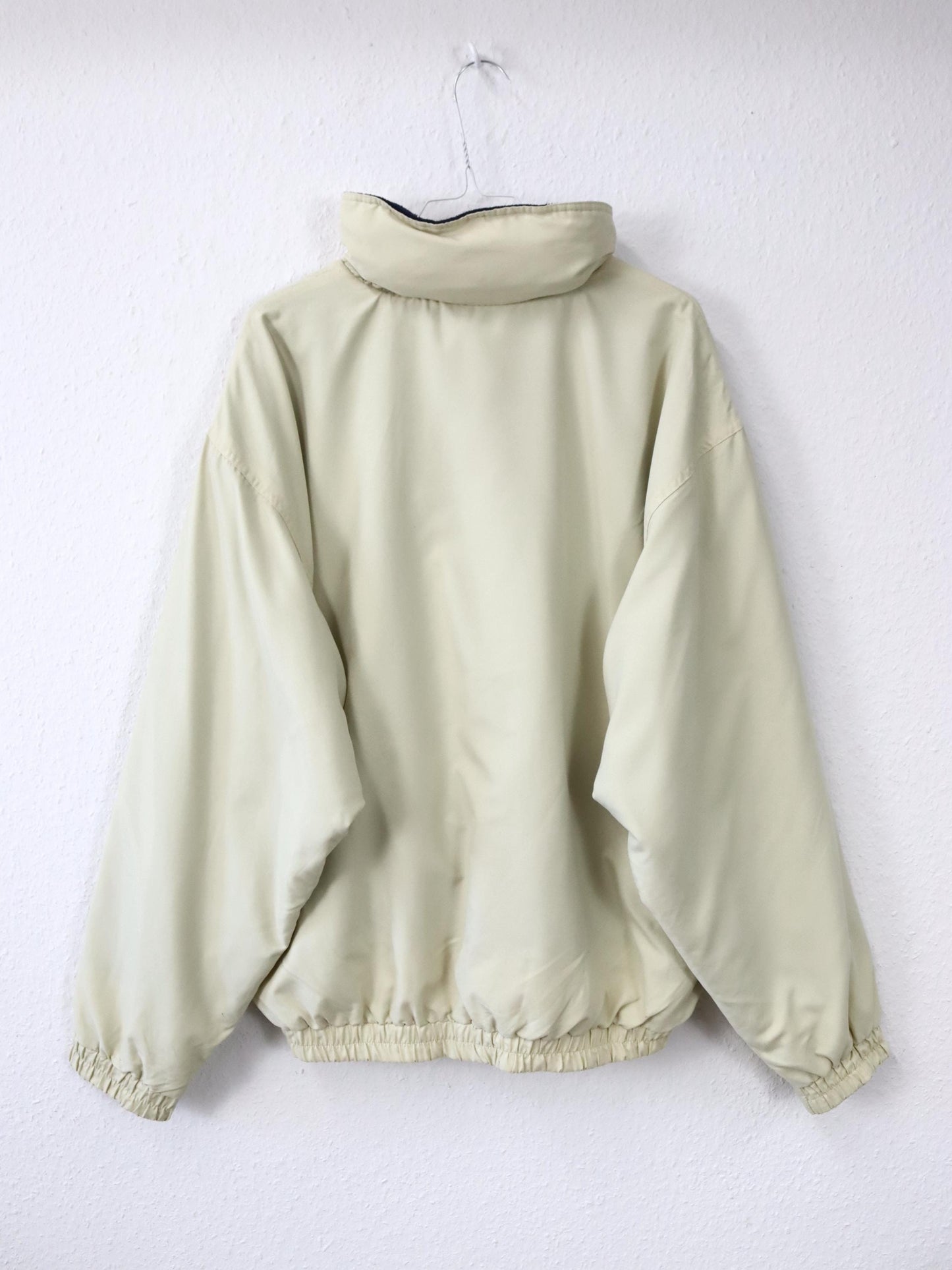 Vintage 80s/90s NORTHPOLE jacket, stand-up collar, fleece lining, yellow/blue, size L