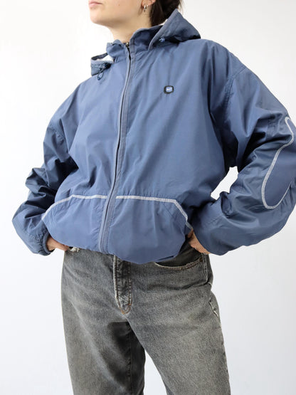 Vintage 90s 00s Y2k NIKE jacket with fleece lining and hood, blue, size L