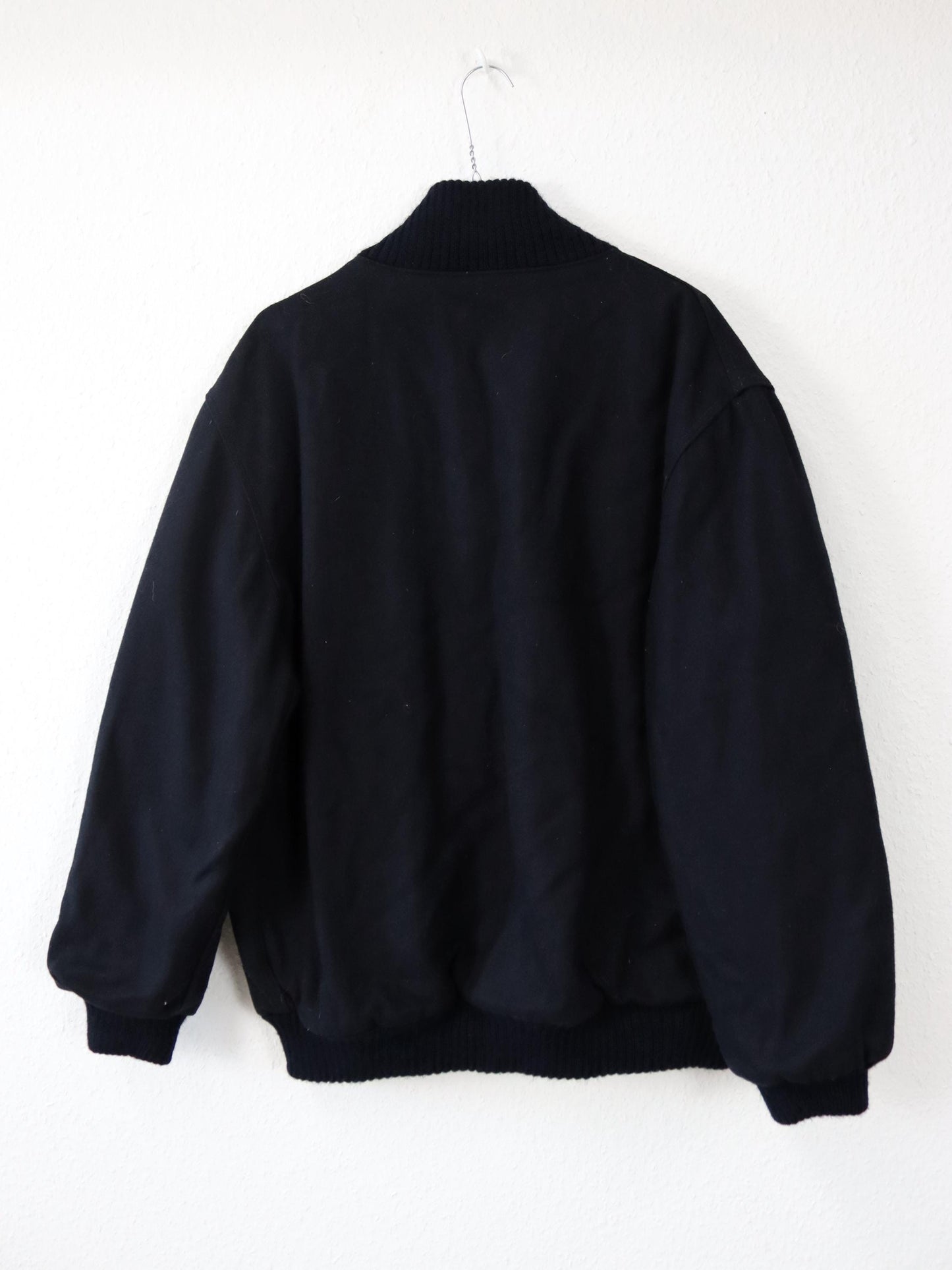 Vintage 70s 80s K2 wool bomber jacket, black/red, size 54 (XL)