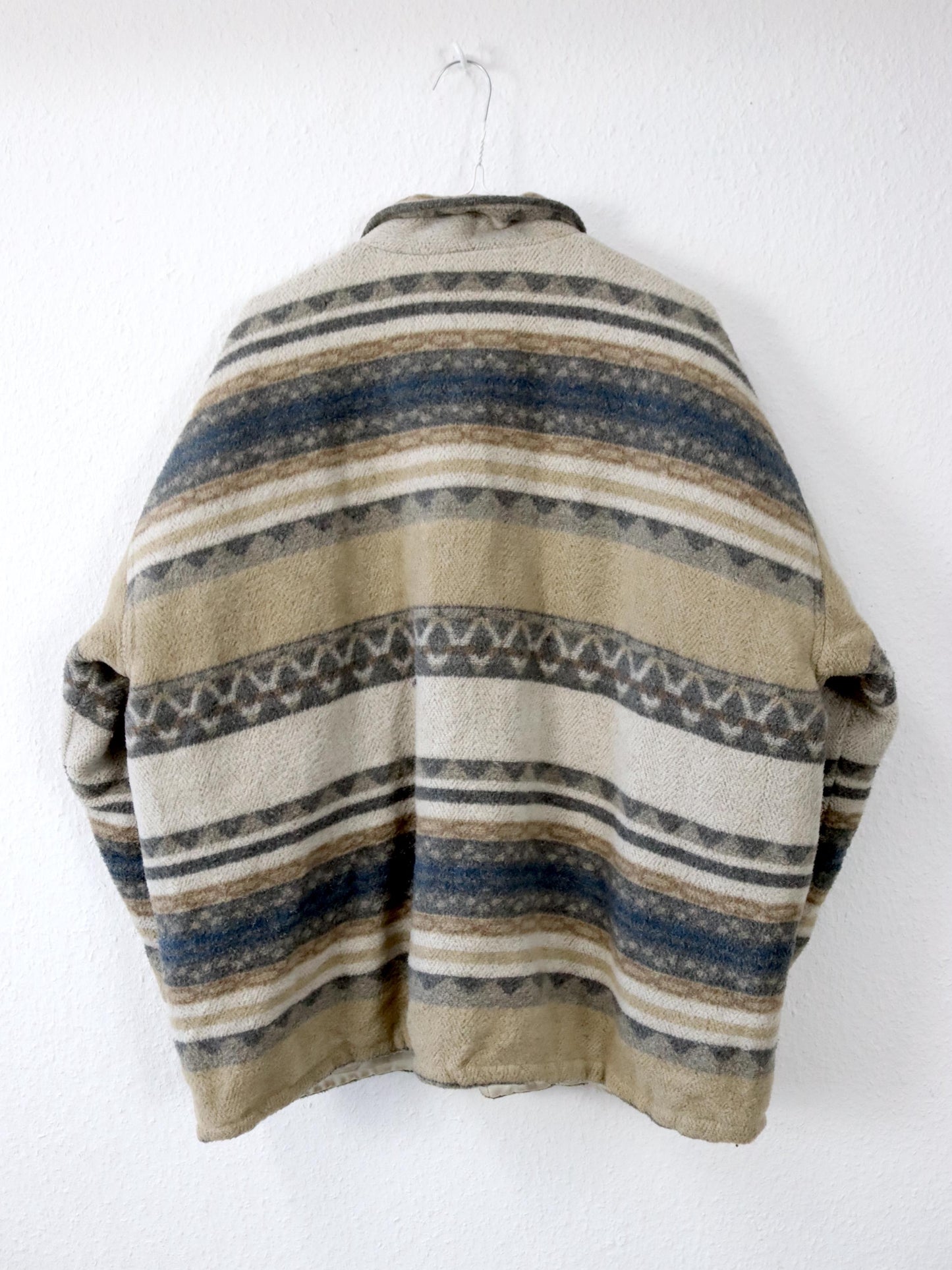 Vintage 80s 90s PRIMA VISIONA wool coat Navajo beige grey brown lightly lined M