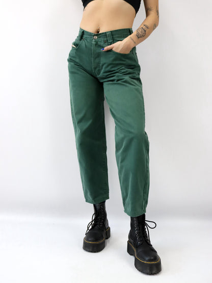 Vintage 80er 90er DIESEL Saddler Jeans gerades Bein grün W30