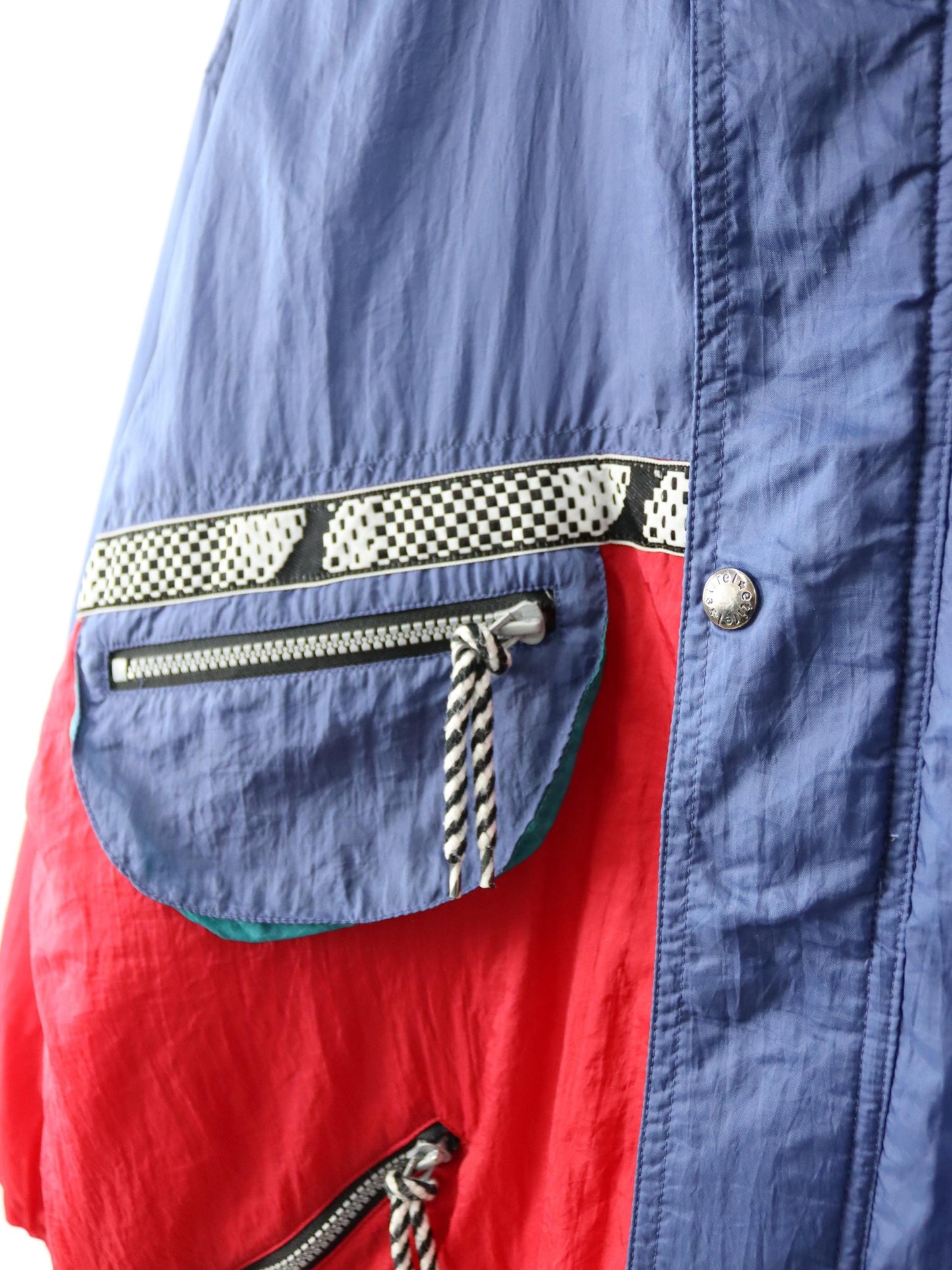 Vintage 80s 90s ETIREL Winter Jacket Ski Jacket Lined Blue Red Size 164 S