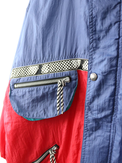 Vintage 80s 90s ETIREL Winter Jacket Ski Jacket Lined Blue Red Size 164 S