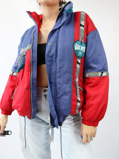 Vintage 80s 90s ETIREL Winter Jacket Ski Jacket Lined Blue Red Size 164 S