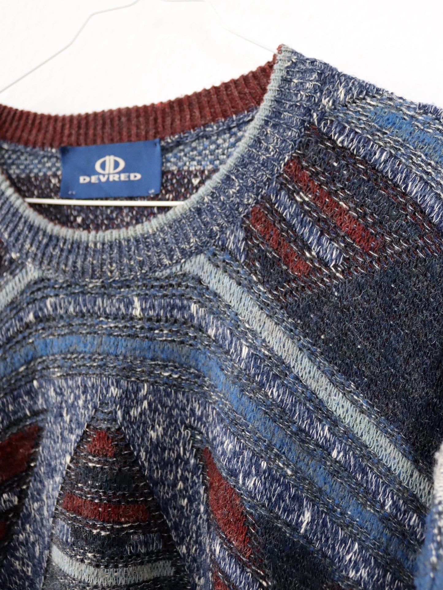 Vintage 80er 90er DEVRED Wollpullover Pulloverkleid gemustert Wolle Strick 3XL