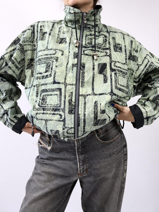 Vintage 80s 90s RODEO ENTER winter jacket, lined, crazy pattern, M