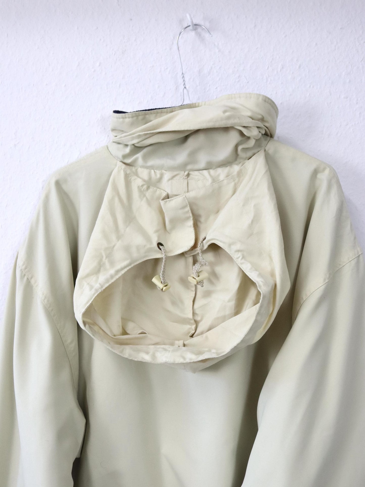 Vintage 80s/90s NORTHPOLE jacket, stand-up collar, fleece lining, yellow/blue, size L