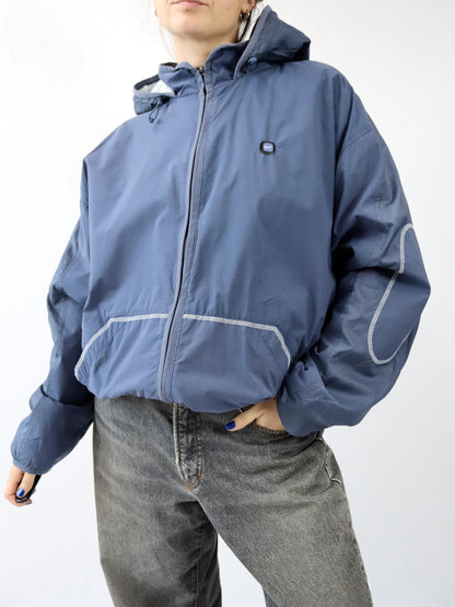 Vintage 90s 00s Y2k NIKE jacket with fleece lining and hood, blue, size L