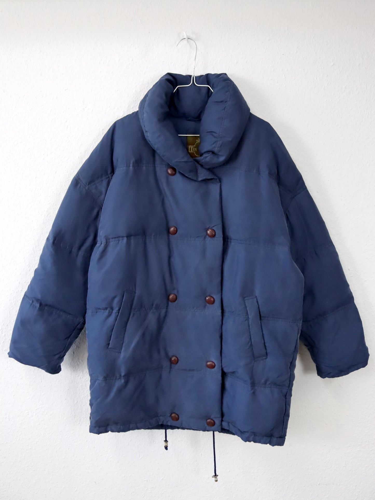 Vintage 80s 90s COLMAR winter coat, jacket, puffer jacket, down, silk, dark blue, size 42