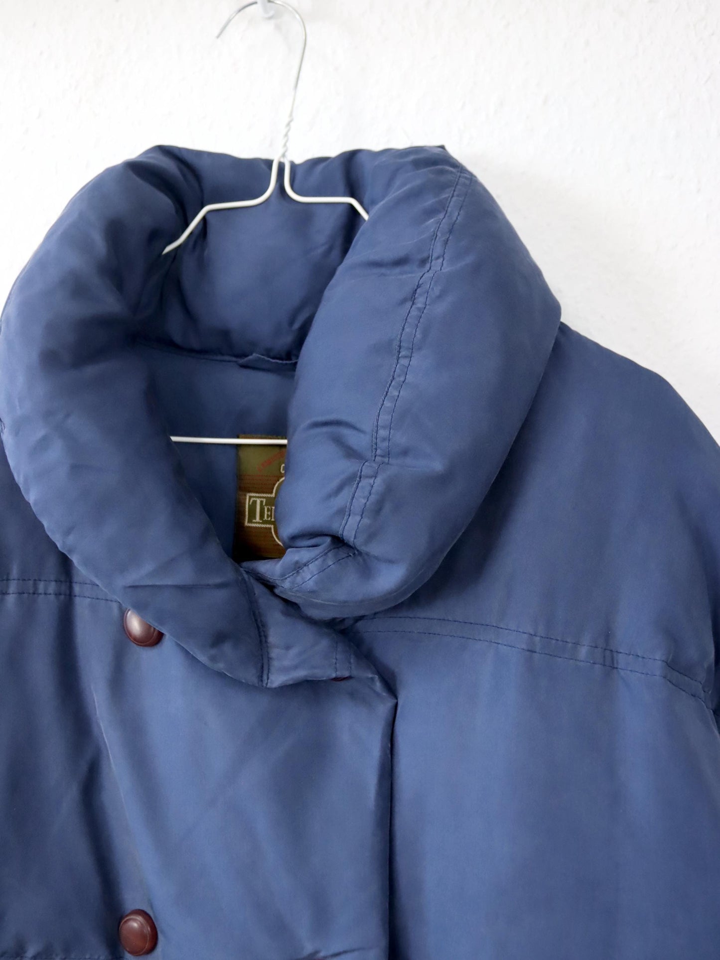 Vintage 80s 90s COLMAR winter coat, jacket, puffer jacket, down, silk, dark blue, size 42