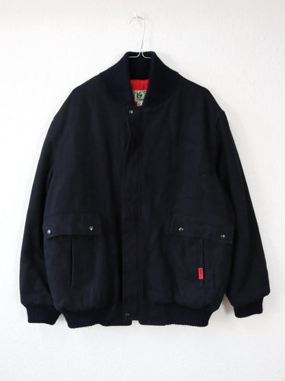 Vintage 70s 80s K2 wool bomber jacket, black/red, size 54 (XL)