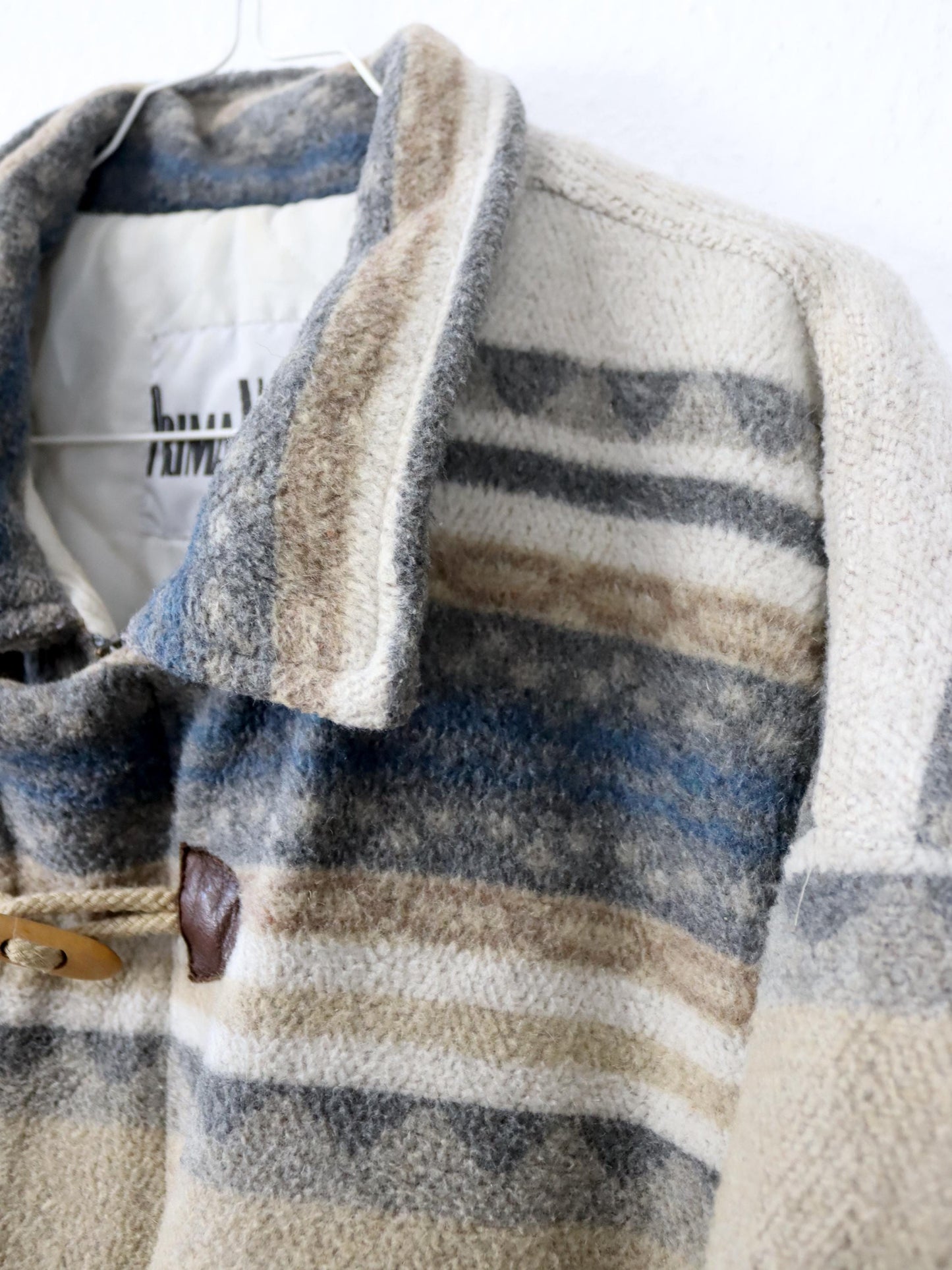 Vintage 80s 90s PRIMA VISIONA wool coat Navajo beige grey brown lightly lined M