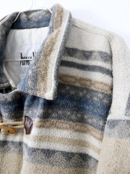 Vintage 80s 90s PRIMA VISIONA wool coat Navajo beige grey brown lightly lined M