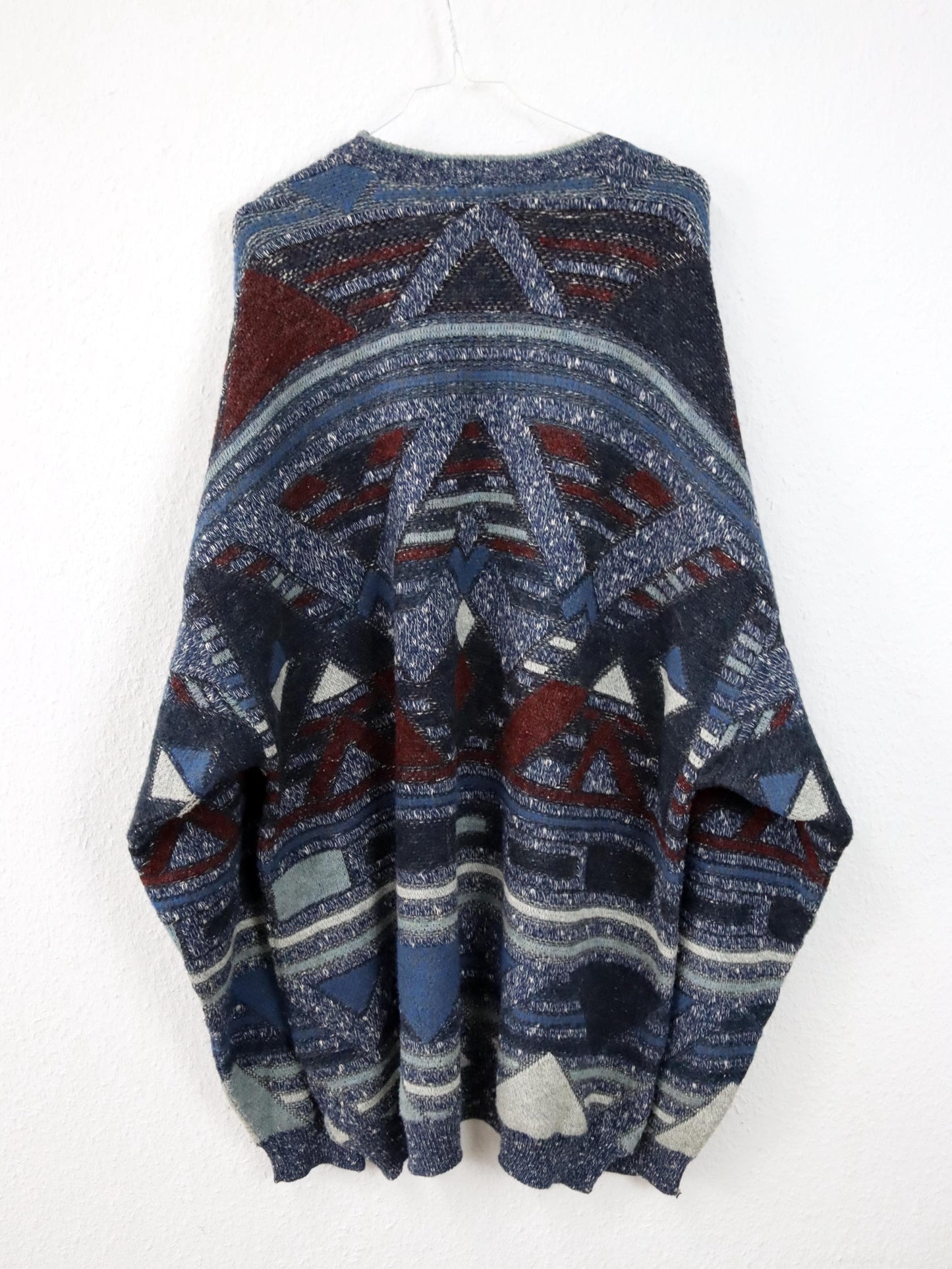 Vintage 80er 90er DEVRED Wollpullover Pulloverkleid gemustert Wolle Strick 3XL