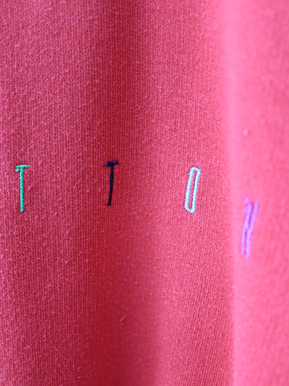 Vintage 80s 90s BENETTON Crewneck Sweatshirt Pullover red multicolored embroidery S