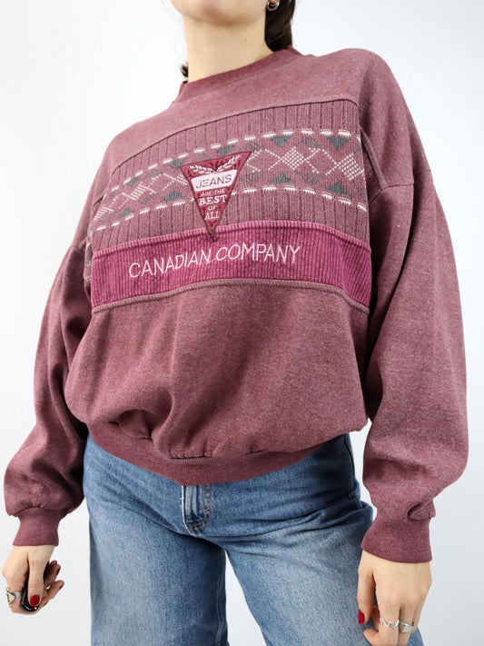 Vintage 80er 90er COMPANY Sweatshirt Strick Cord Stickerei M