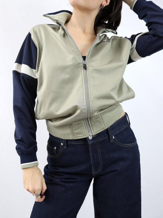 Vintage 90s 00s Y2k KAPPA track jacket, stand-up collar, khaki, dark blue, S/M