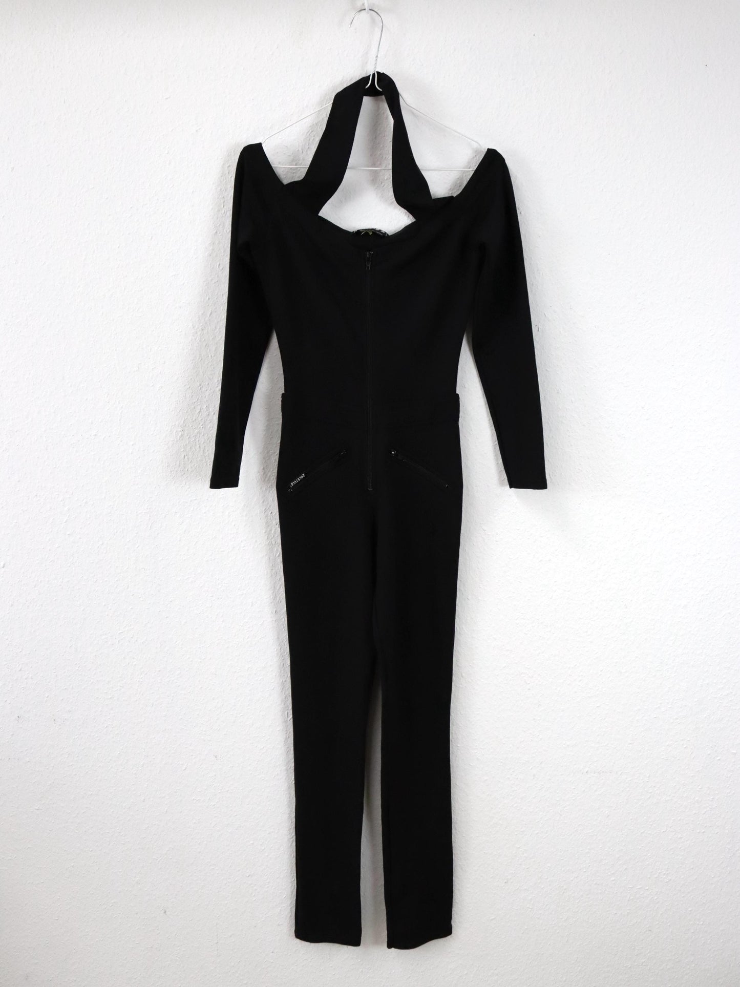 Vintage 80er 90er ZACSTYLE Overall Bodysuit schwarz Schulterfrei M