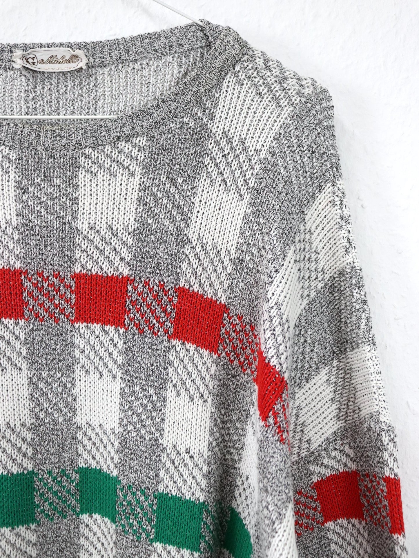 Vintage 80er 90er MICHELLE Strickpullover Pullover gemustert M