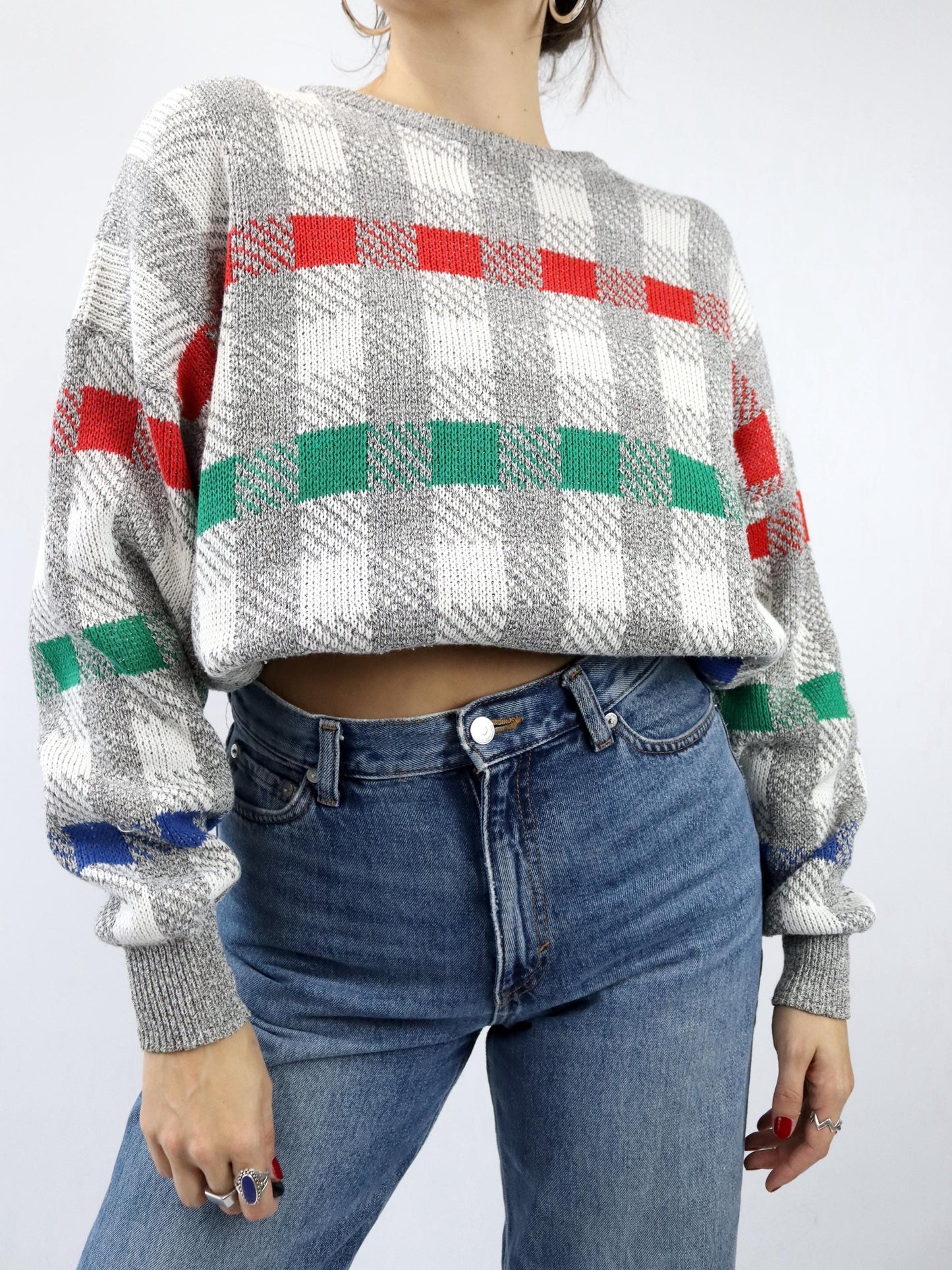 Vintage 80er 90er MICHELLE Strickpullover Pullover gemustert M