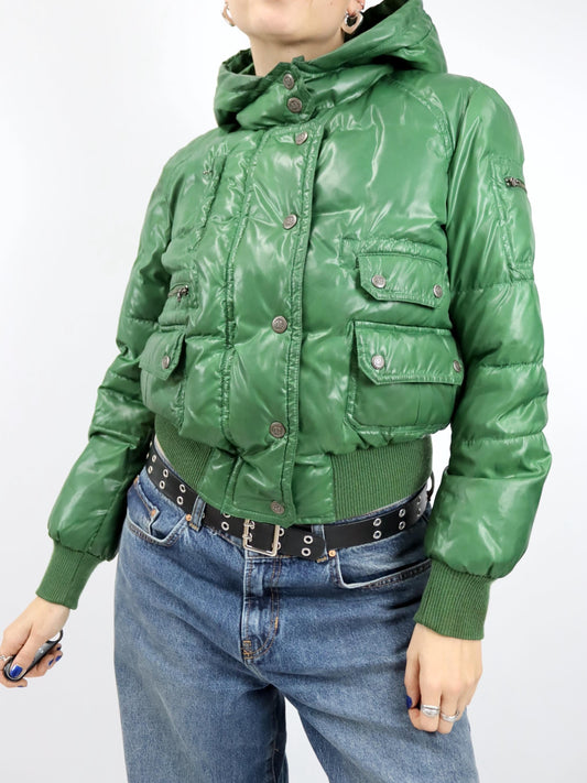 Vintage 90er 00er Y2k MARLBORO CLASSICS Bomberjacke Winterjacke gefüttert grün M