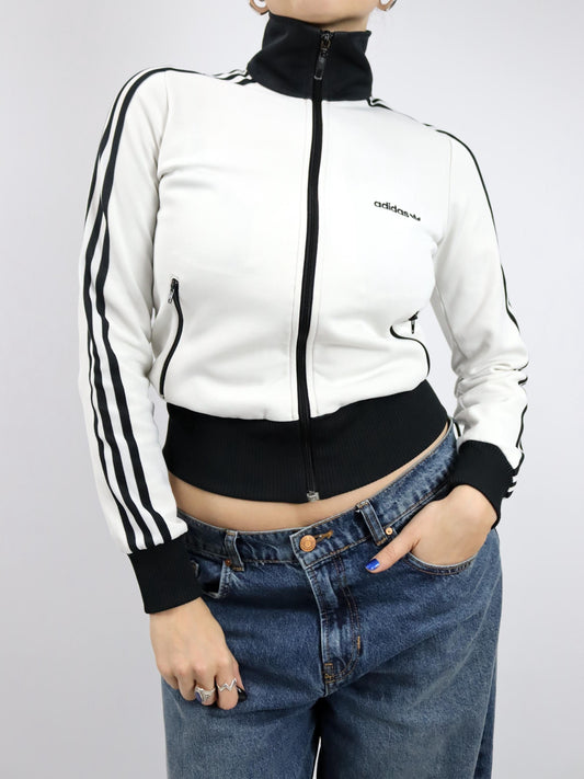 Vintage 00er Y2k ADIDAS Firebird 2006 Trainingsjacke Stehkragen schwarz weiß 36