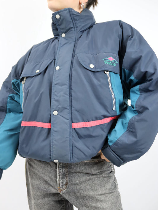 Vintage 80er 90er BRUGI Skijacke Winterjacke gefüttert 54 XXL