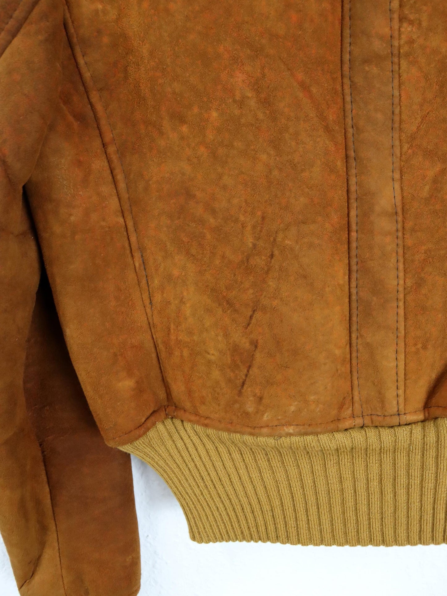 Vintage 70s 80s Suede Leather Jacket Sherling brown lined XS/S
