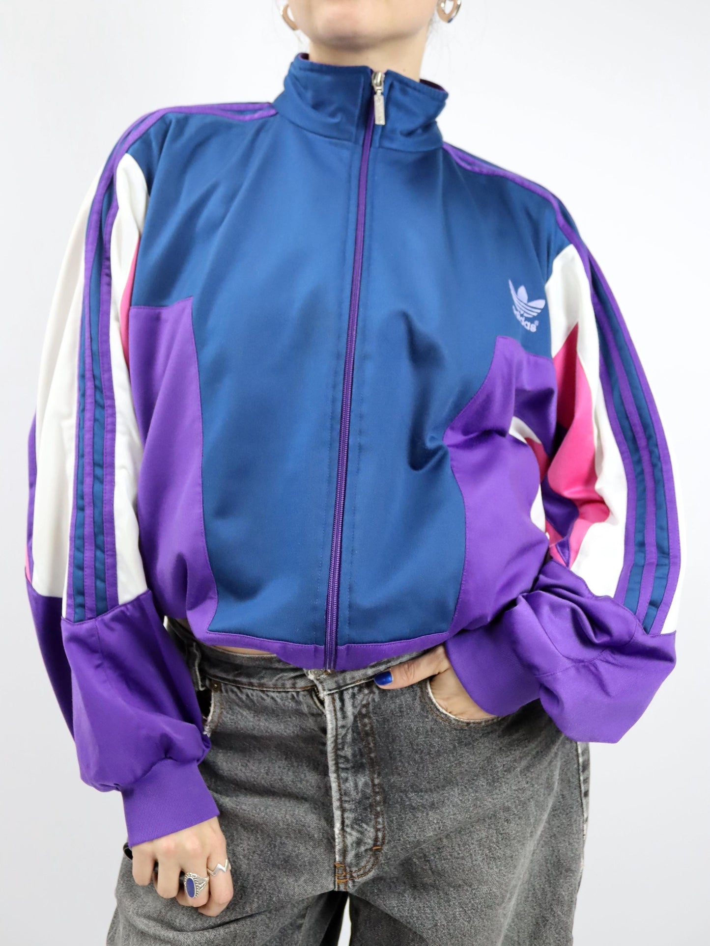 Vintage 80er 90er ADIDAS Trainingsjacke Jacke Stehkragen D8 L/XL